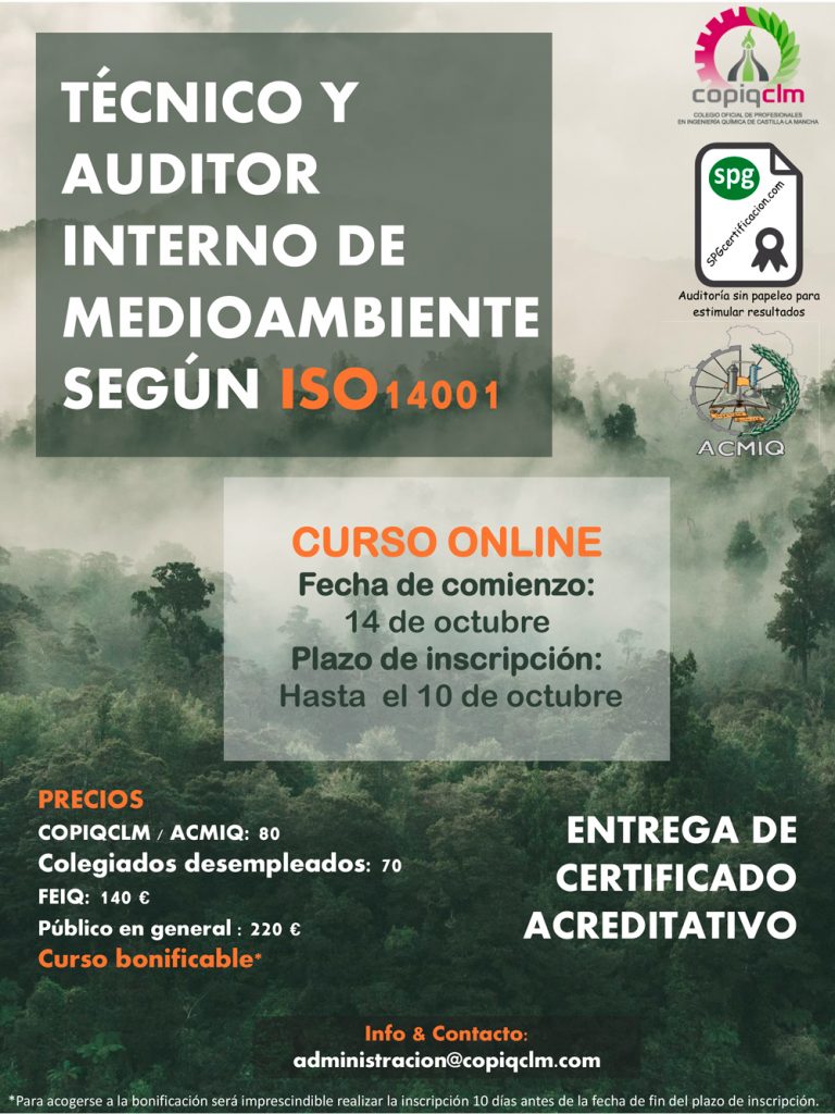 nuevo curso: Técnico y Auditor de Sistemas de Gestión de Medio Ambiente según la norma ISO:14001