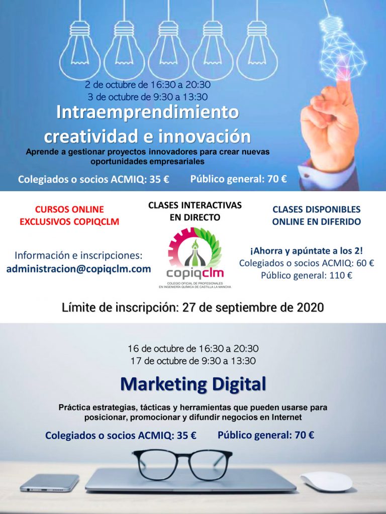 Cursos: “Intraemprendimiento, creatividad e innovación” y “Marketing Digital”