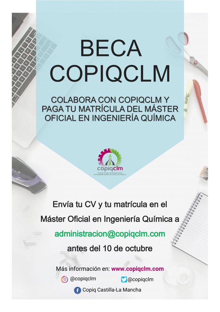 Beca Colaboración COPIQCLM con el 4º Grado en Ingeniería Química y el Máster