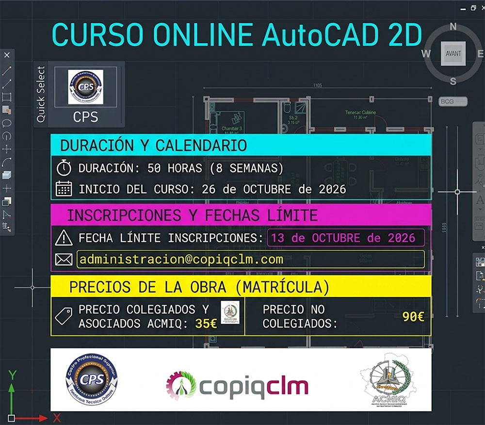 CURSO ONLINE: AutoCAD 2D especial para Ingenieros (50 horas)
